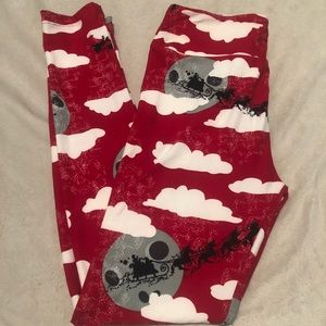 Lularoe OS Christmas Santa and unicorn leggings